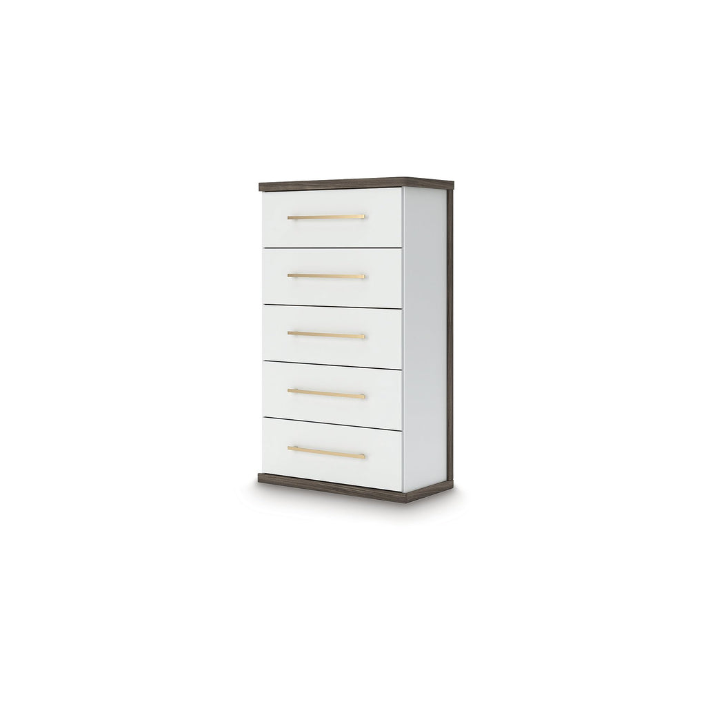 Contemporary 5-Drawer Chest with Walnut Finish F634