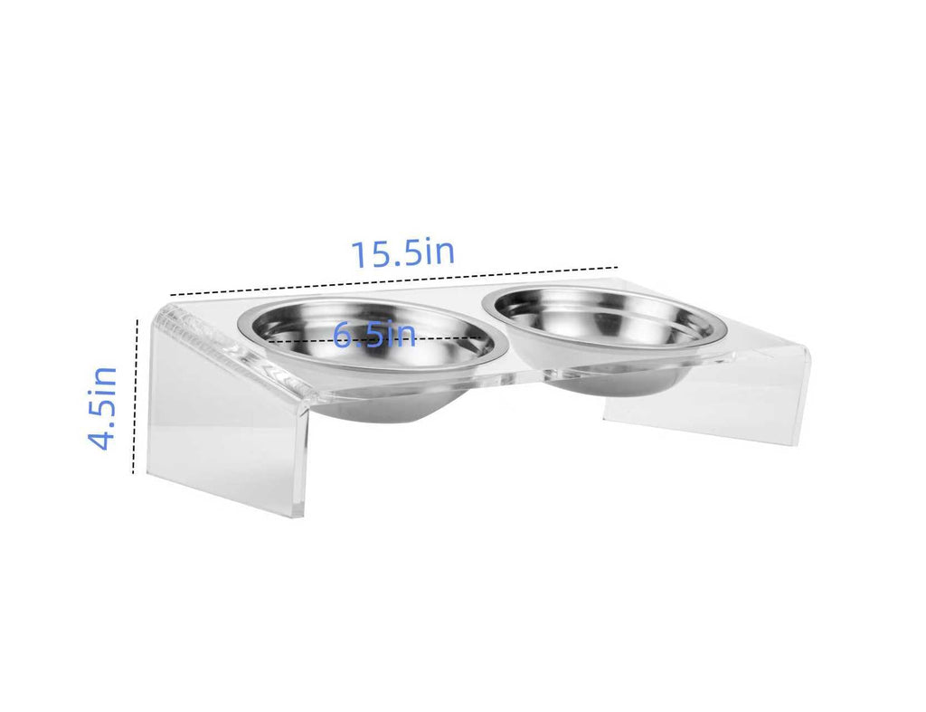 Elevated Cat & Dog Bowls Stand with 2 Stainless Steel Dishes E940
