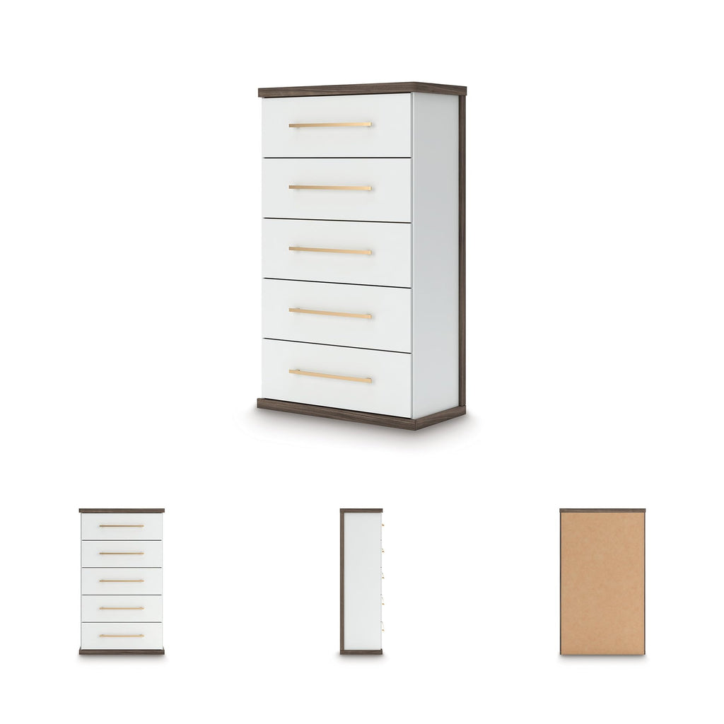 Contemporary 5-Drawer Chest with Walnut Finish F634
