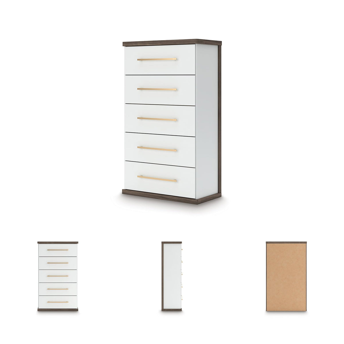Contemporary 5-Drawer Chest with Walnut Finish F634