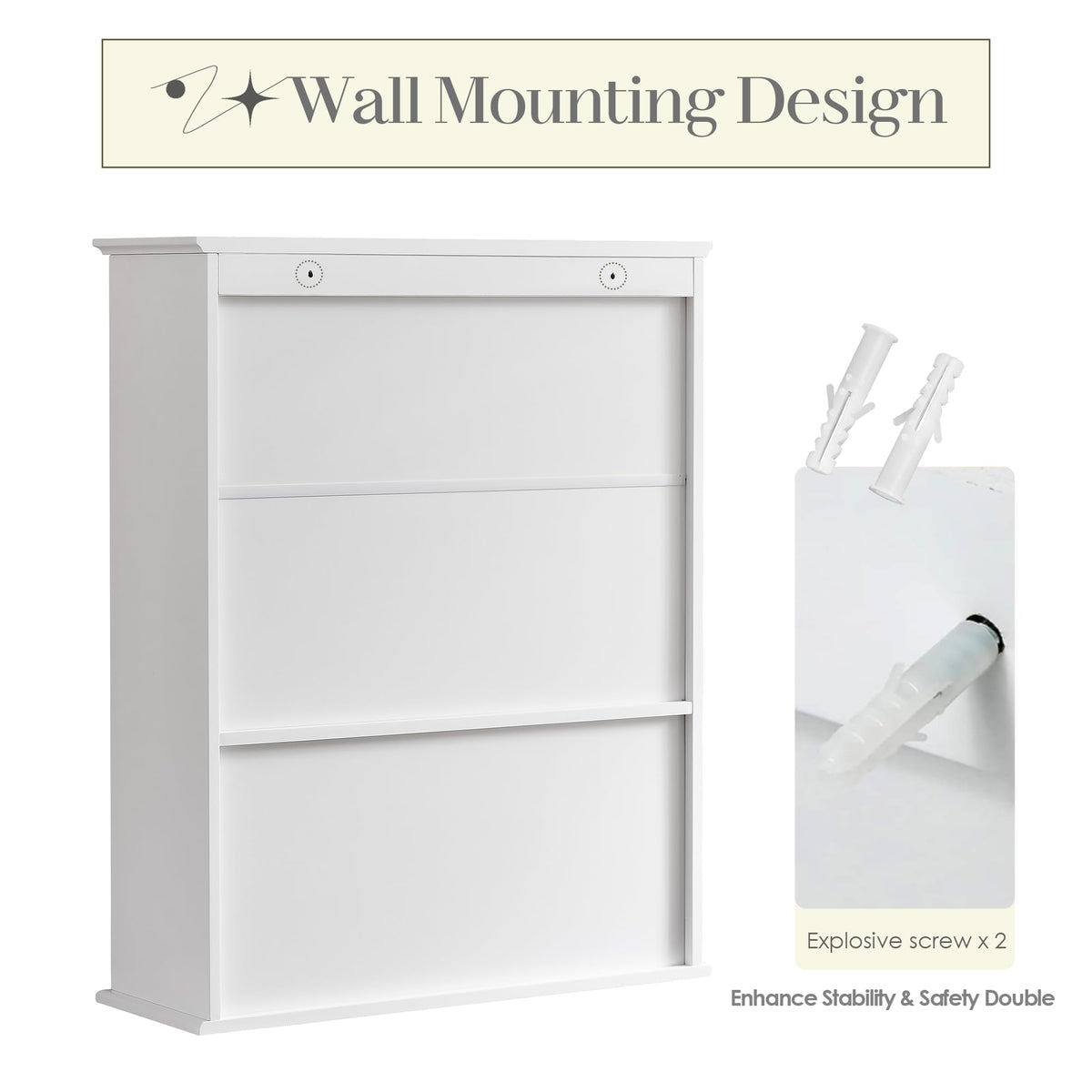 White 30" x 24" Wall Mounted Bathroom Cabinet with Adjustable Shelves Z590662