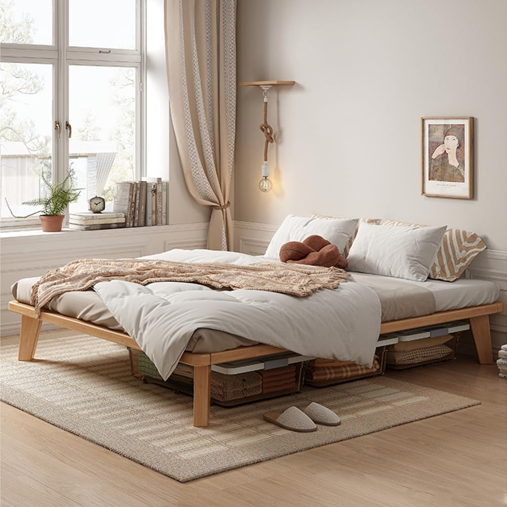 California-King Wood Platform Bed Frame A7148