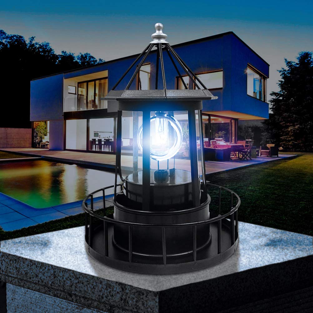 Black Solar LED Lighthouse Garden Decoration P5953