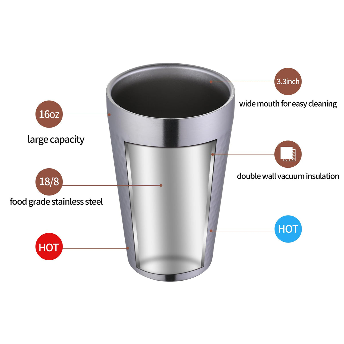 16oz Double Layer Stainless Steel Cup X9517