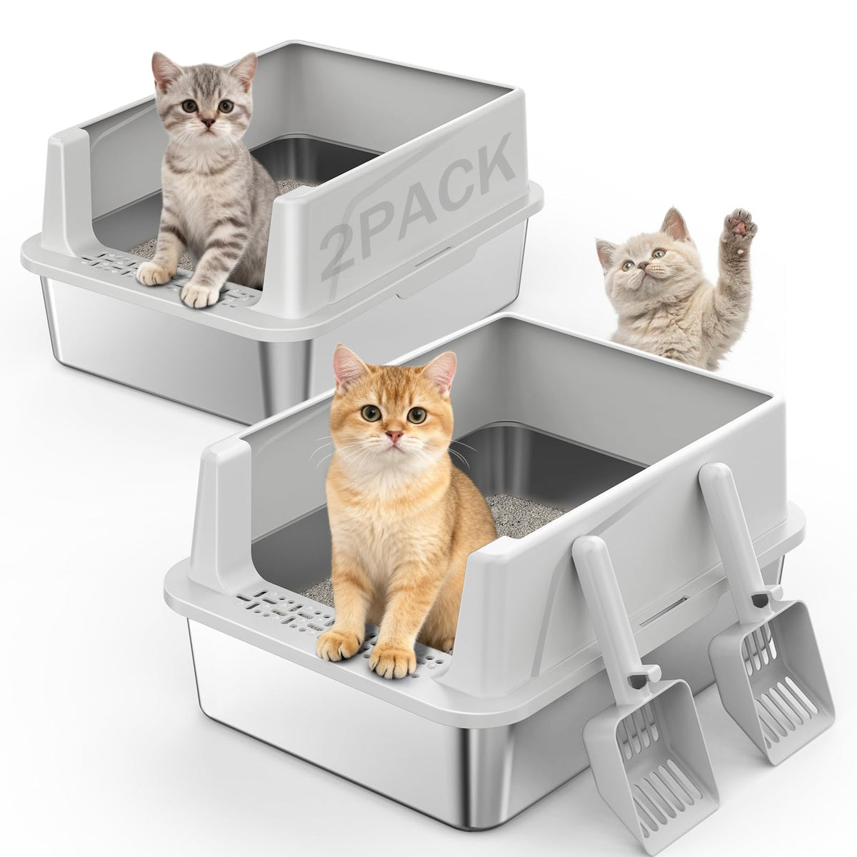 Stainless Steel Litter Box with Lid T948