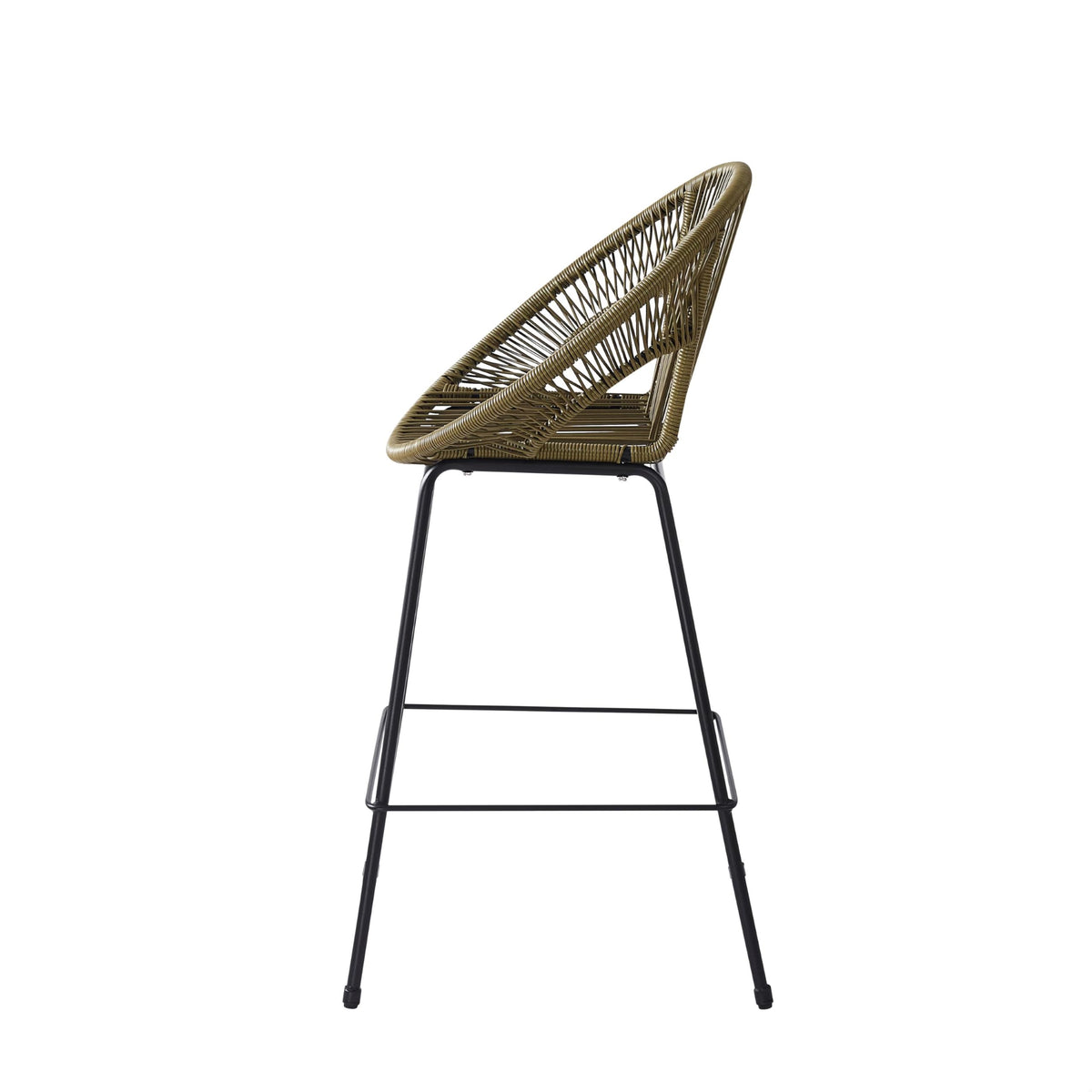 24" Height Metal Legs Faux Wicker Barstool Set of 2 X8765