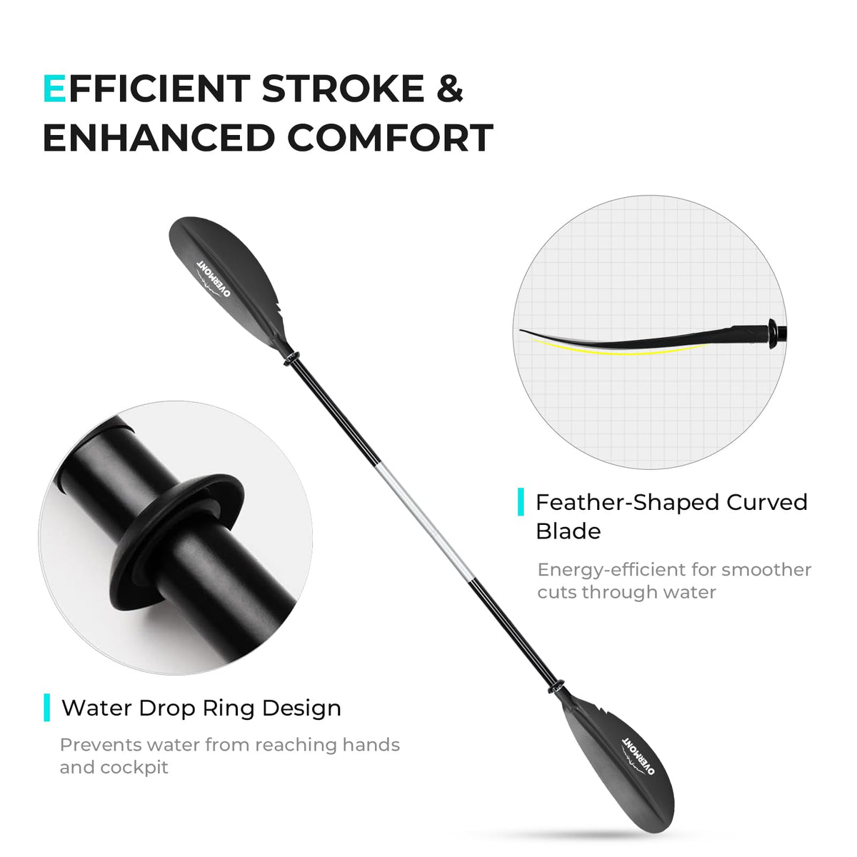 Heavy Duty Aluminum Alloy Kayak Paddles with Leash Y9064