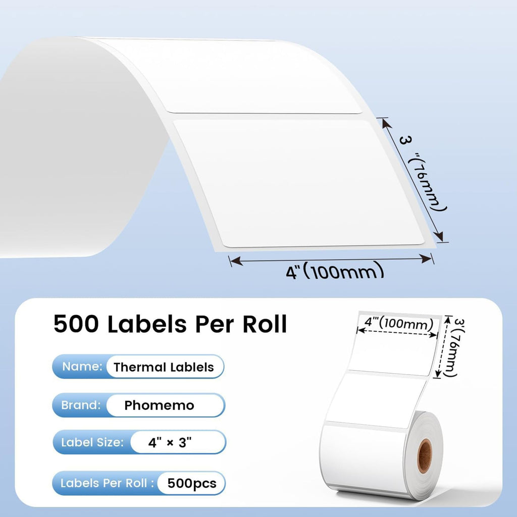 4x3 Thermal Labels 500PCS Water/Oilproof L8504