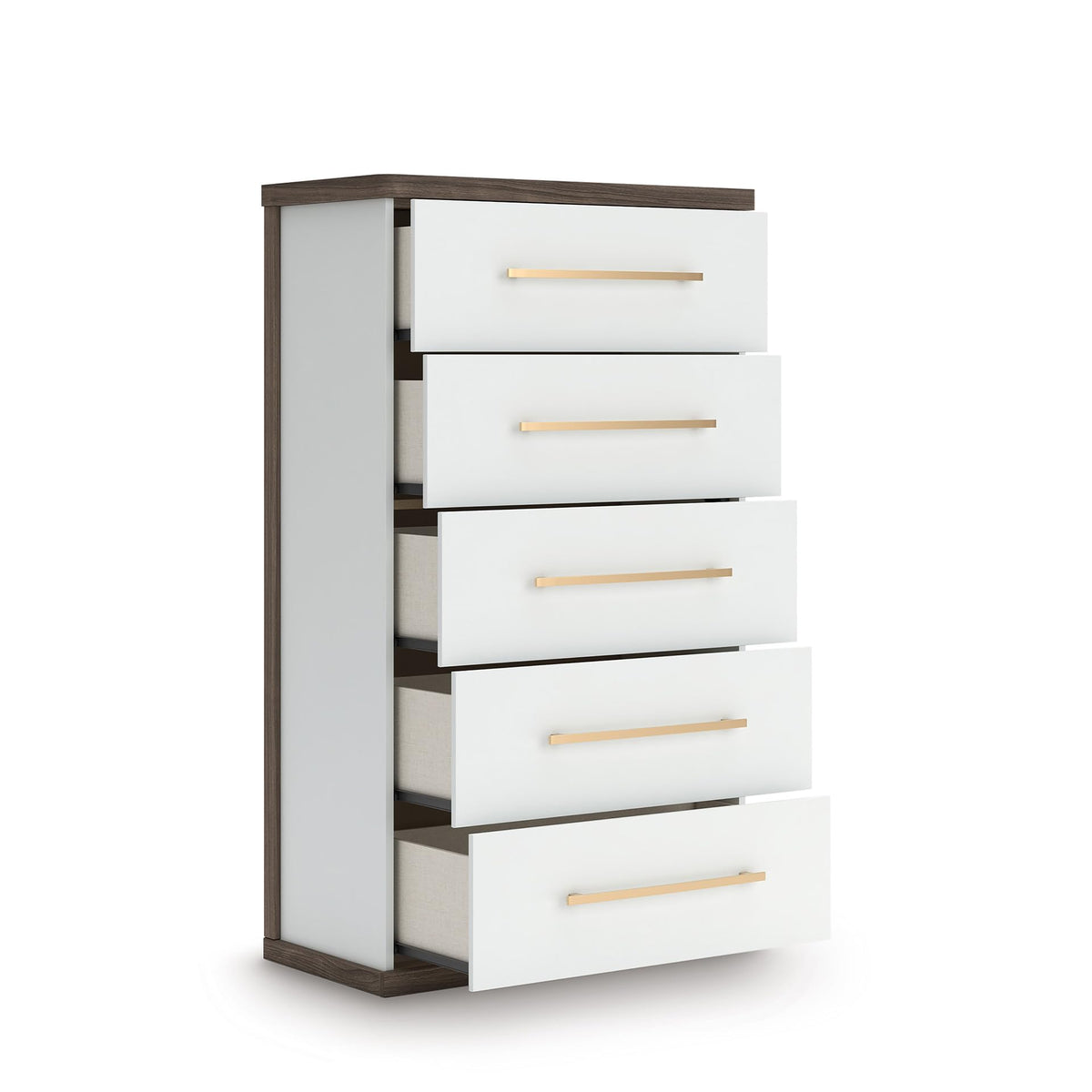 Contemporary 5-Drawer Chest with Walnut Finish F634