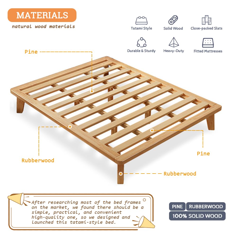 California-King Wood Platform Bed Frame A7148