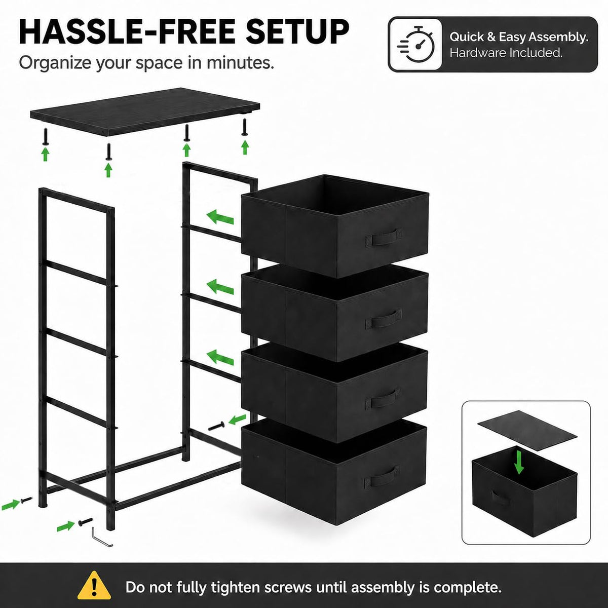 4 Drawer Fabric Storage Tower with Steel Frame W107615
