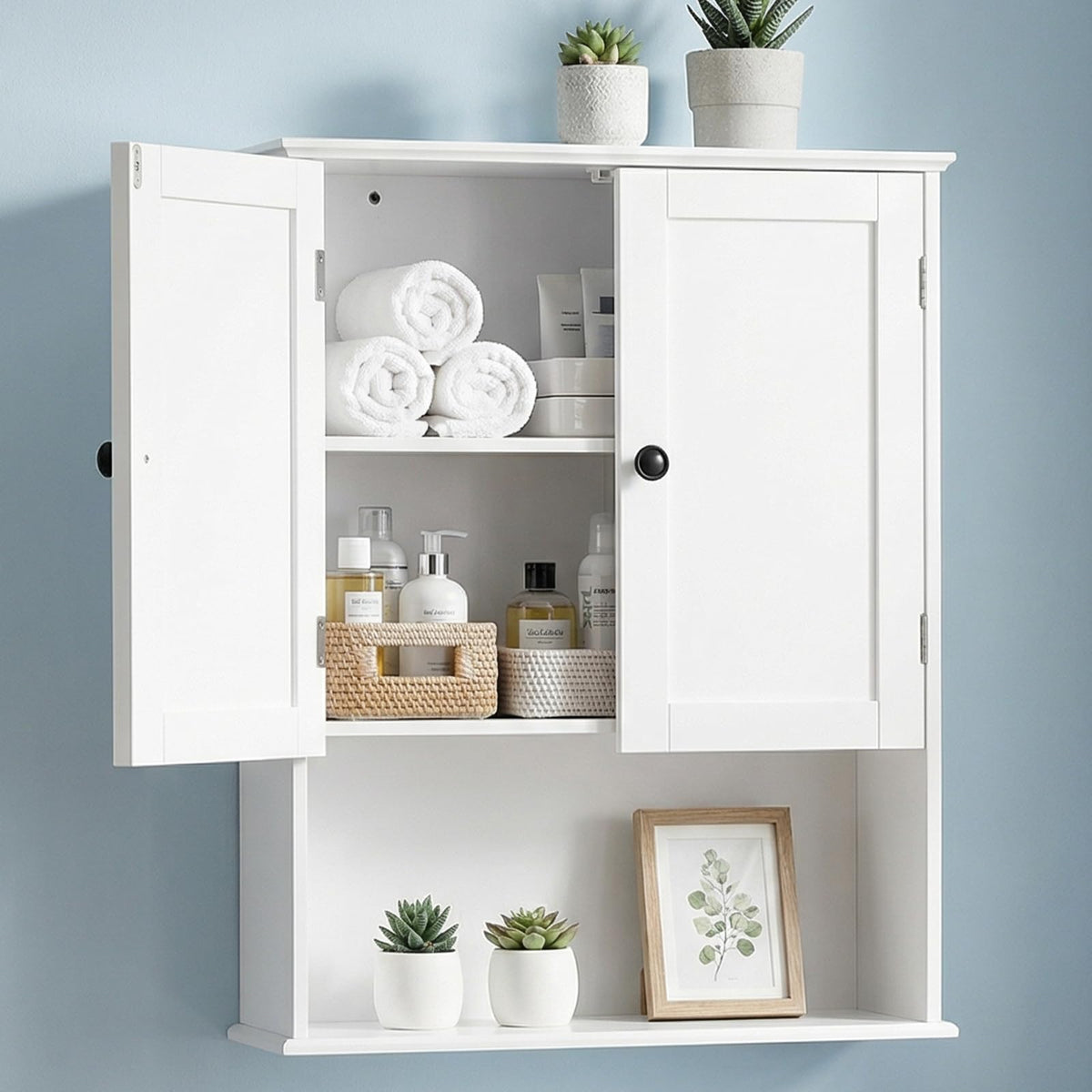 White 30" x 24" Wall Mounted Bathroom Cabinet with Adjustable Shelves Z590662
