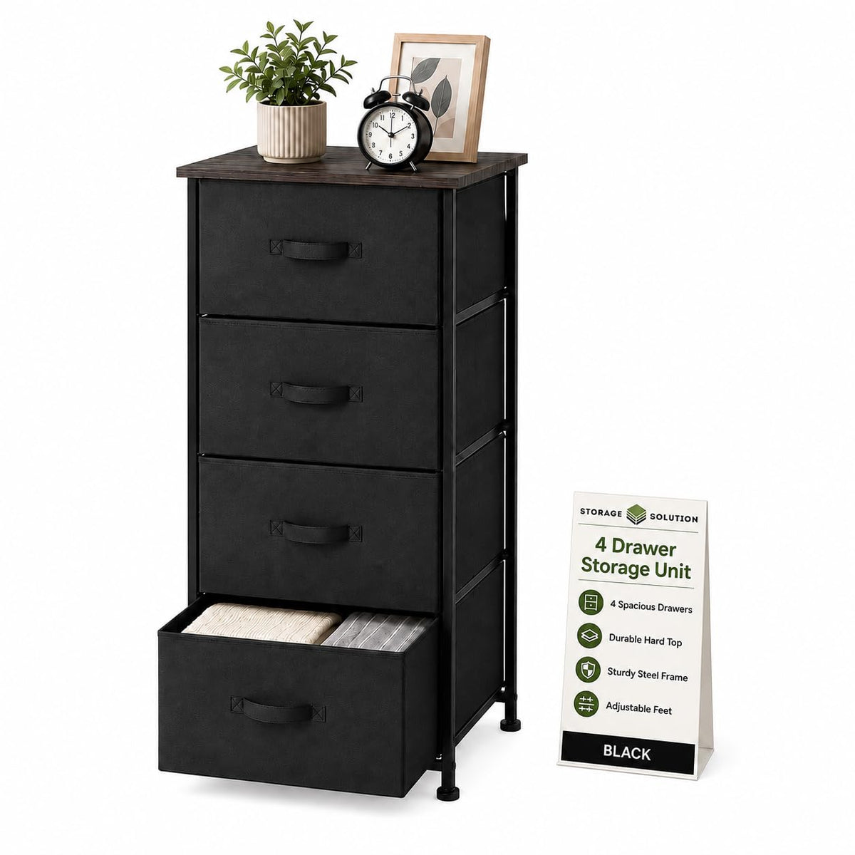 4 Drawer Fabric Storage Tower with Steel Frame W107615