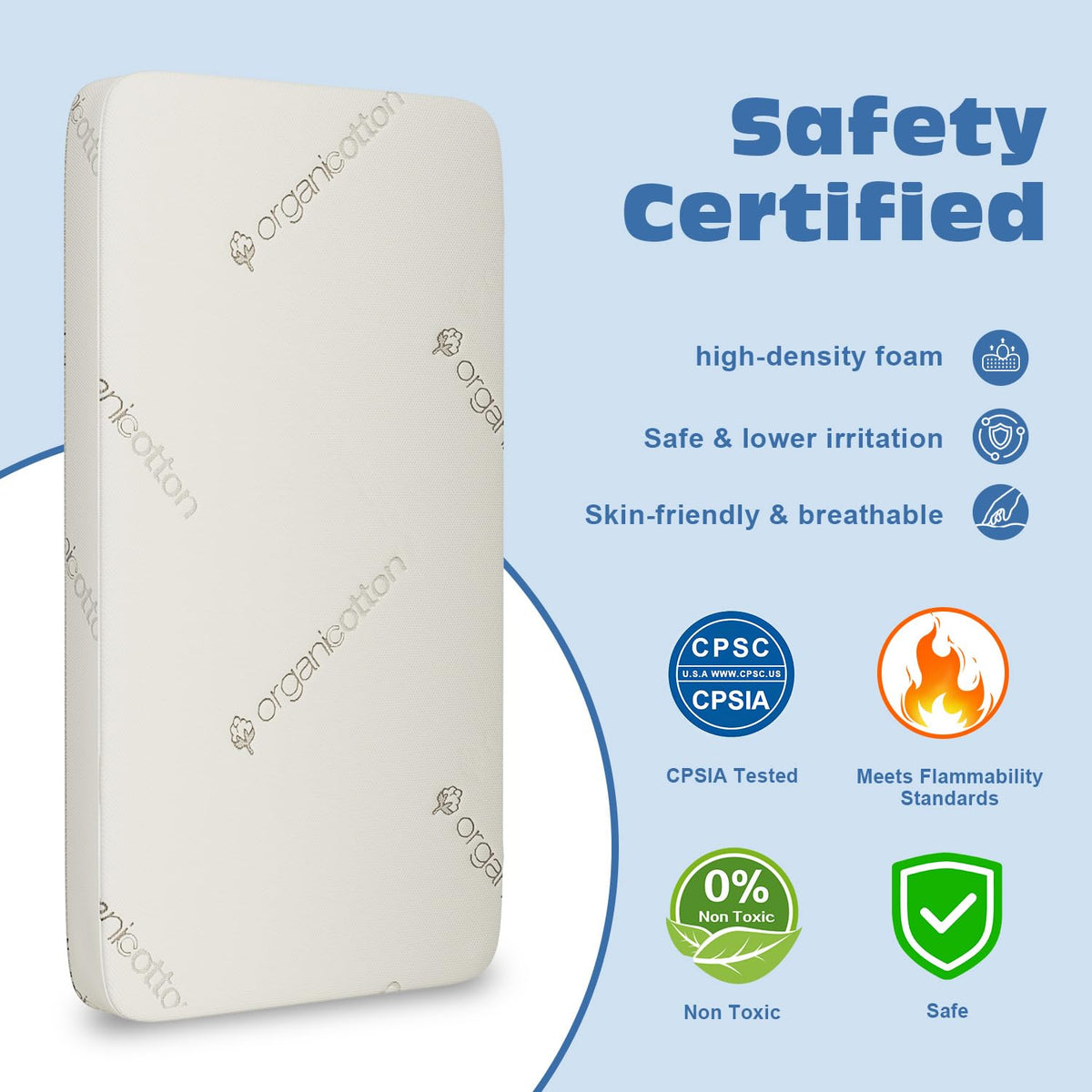 100% Organic Cotton Crib & Toddler Mattress M927
