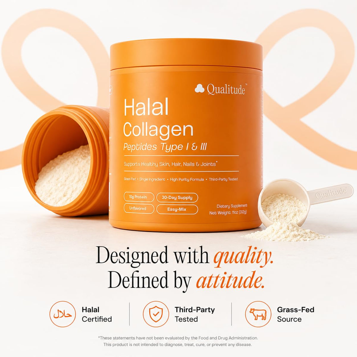 Halal Collagen Peptides Powder Grass-Fed Bovine Type I & III V3955