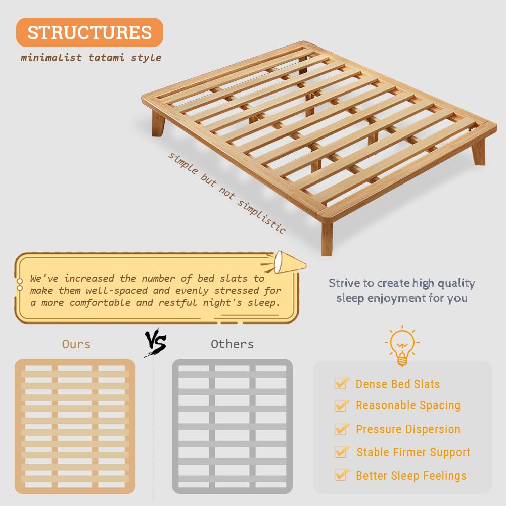 California-King Wood Platform Bed Frame A7148