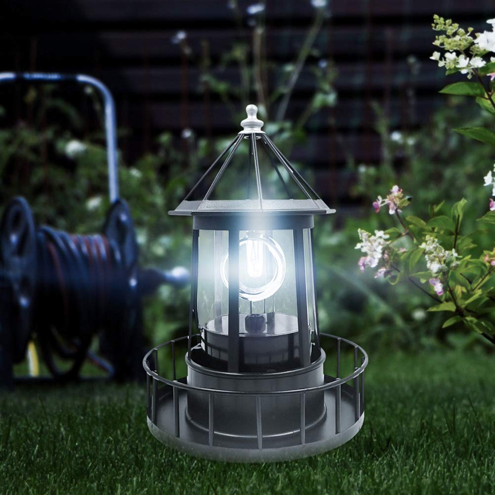 Black Solar LED Lighthouse Garden Decoration P5953
