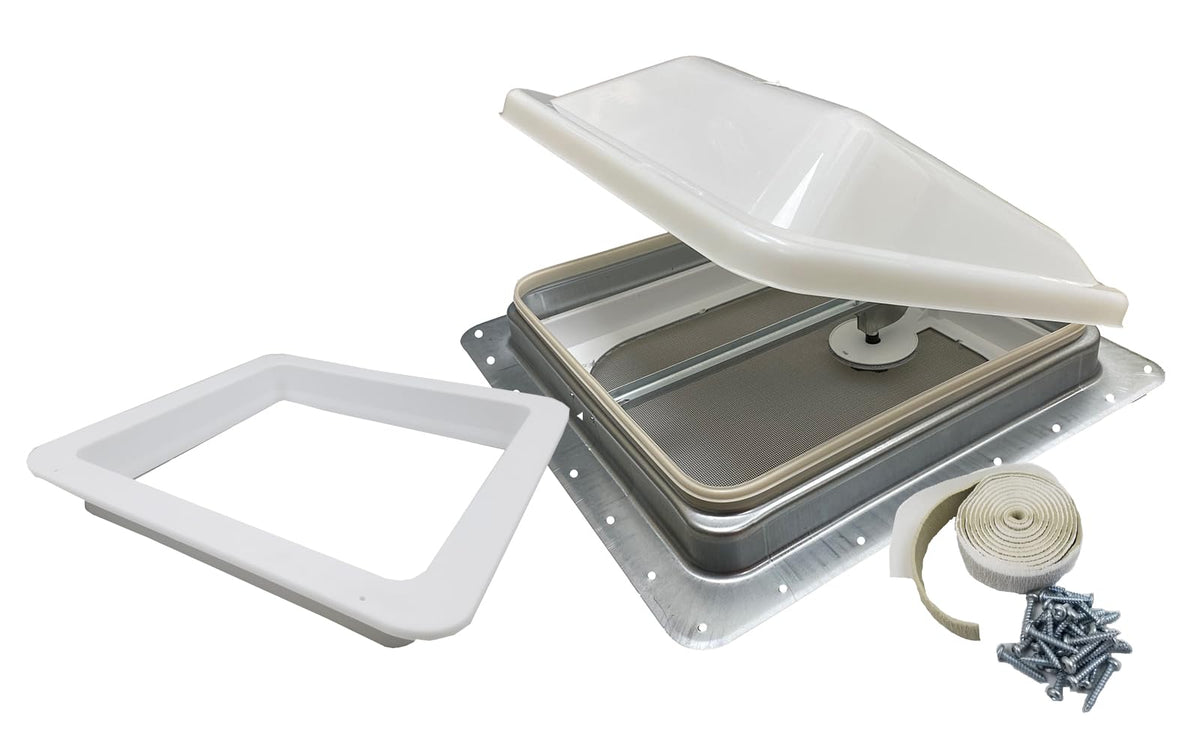 Non Powered RV Roof Vent White Lid V363