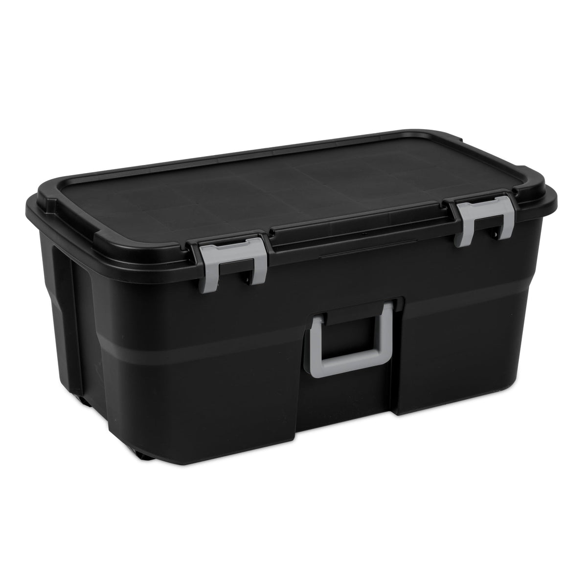 Black 22 Gallon Wheeled Plastic Storage Trunk F5762