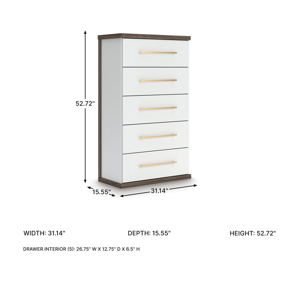 Contemporary 5-Drawer Chest with Walnut Finish F634