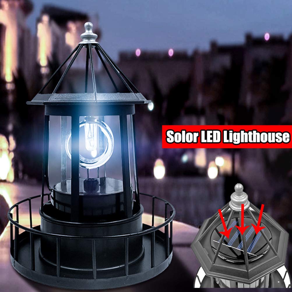 Black Solar LED Lighthouse Garden Decoration P5953