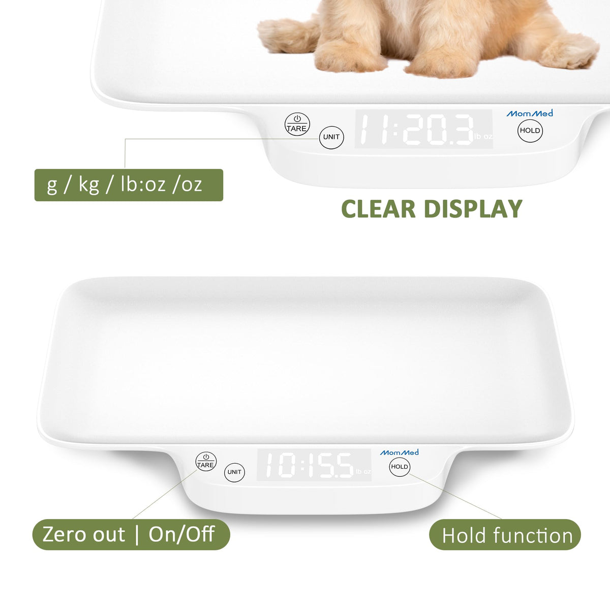 Portable Digital Pet Scale with Hold & Tare Function Q755393