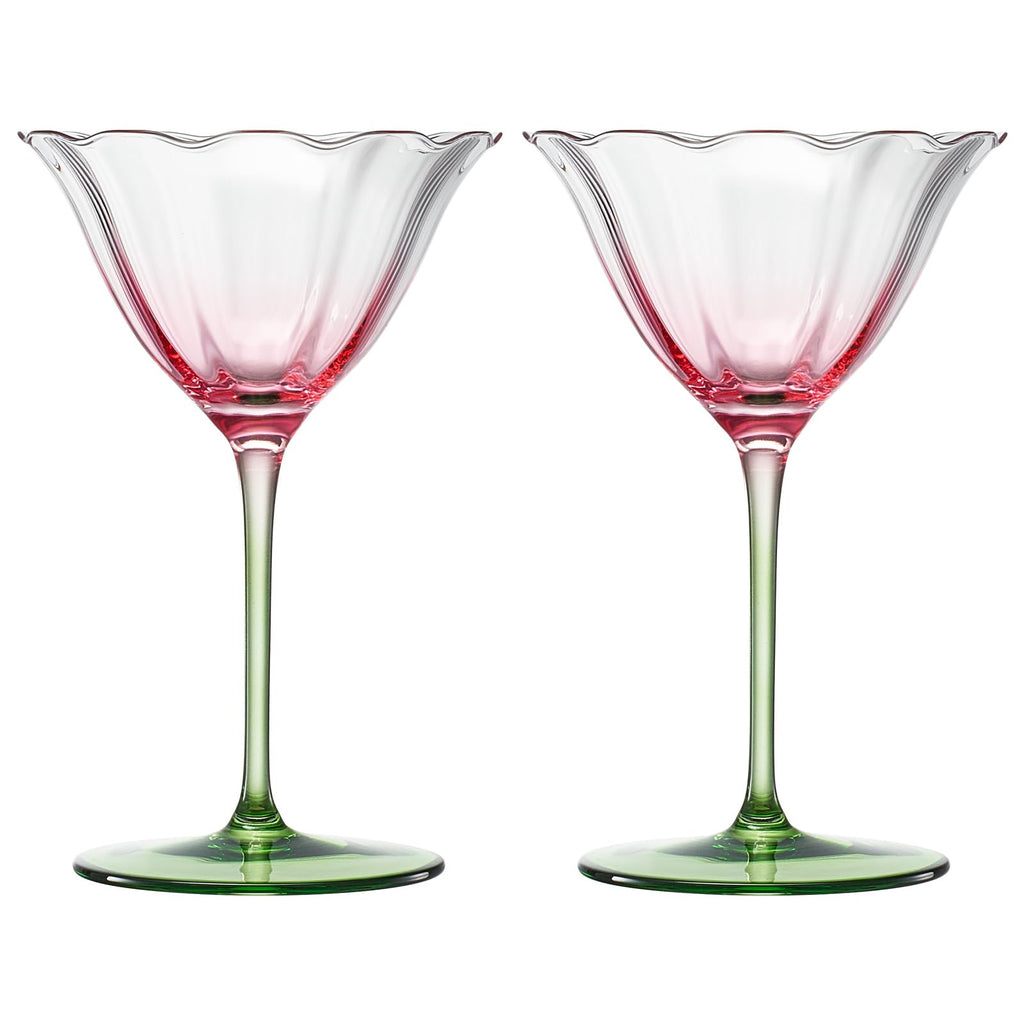 Pink Tulip Flower Cocktail Glasses 2 Set N55824