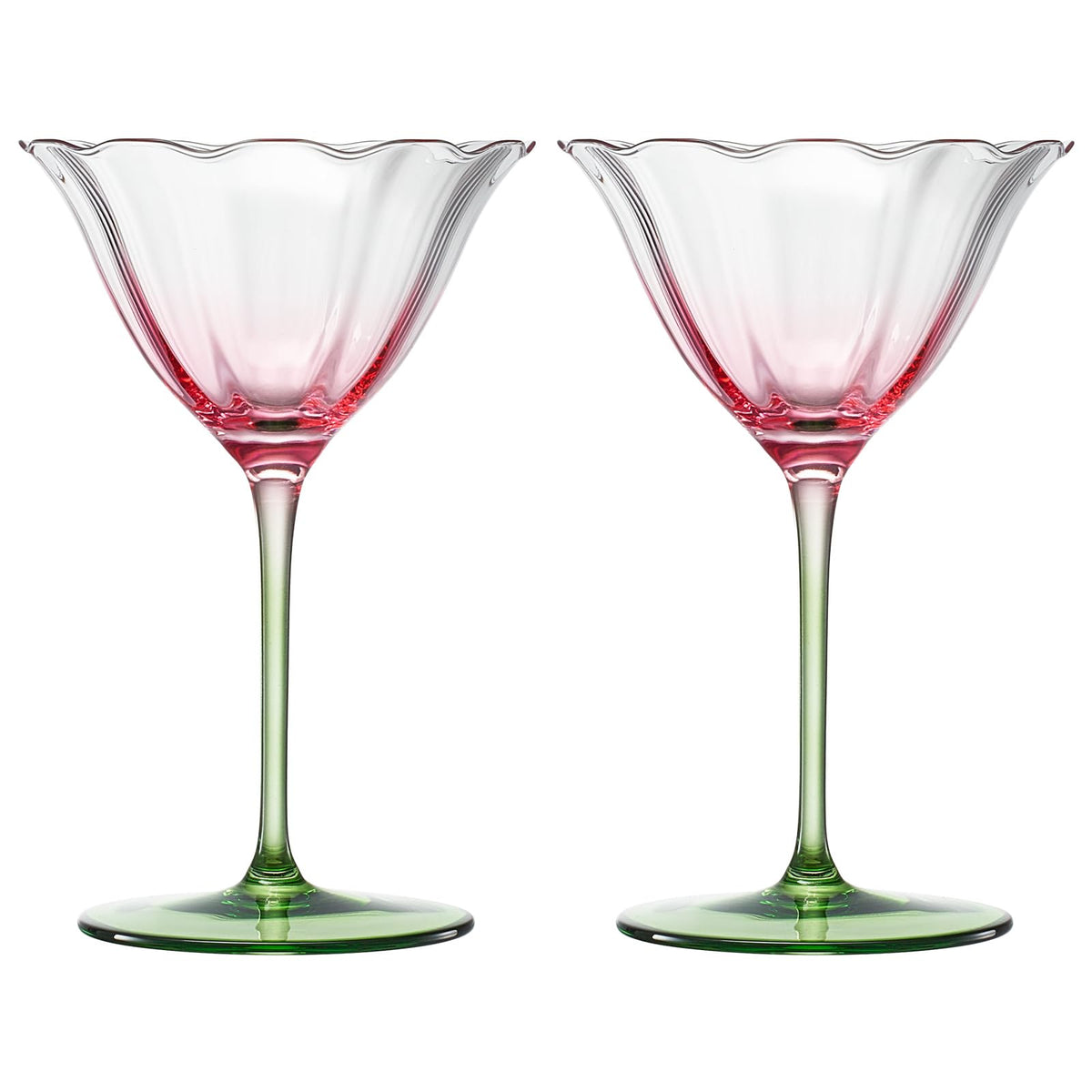 Pink Tulip Flower Cocktail Glasses 2 Set N55824
