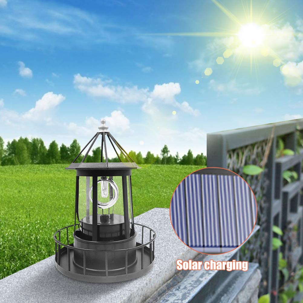 Black Solar LED Lighthouse Garden Decoration P5953