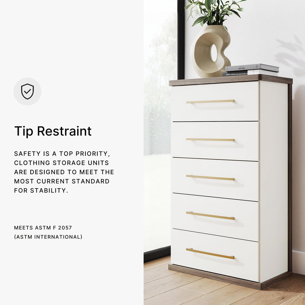 Contemporary 5-Drawer Chest with Walnut Finish F634
