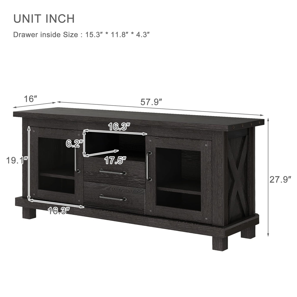 Espresso Particleboard TV Stand with Two Drawers K7515