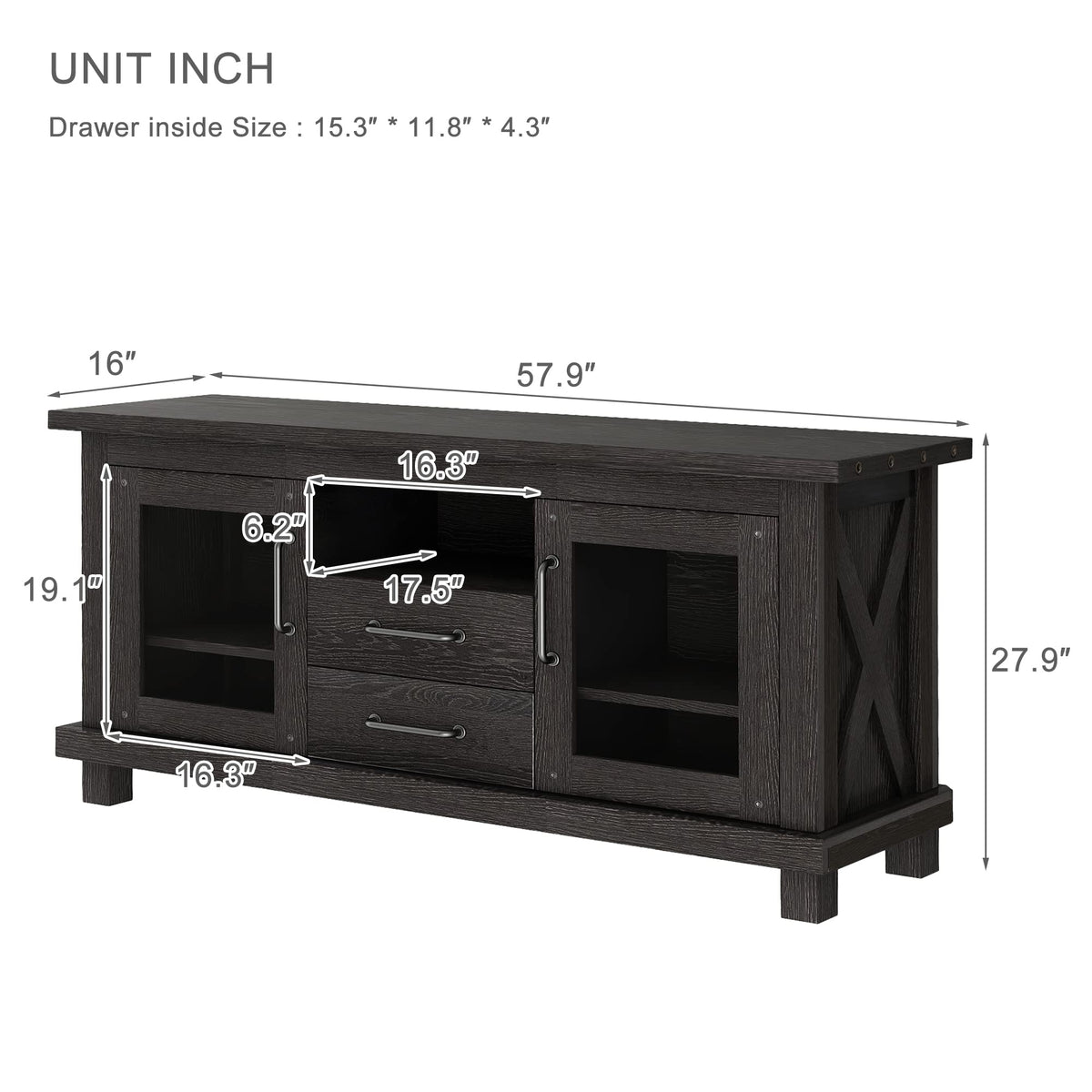 Espresso Particleboard TV Stand with Two Drawers K7515