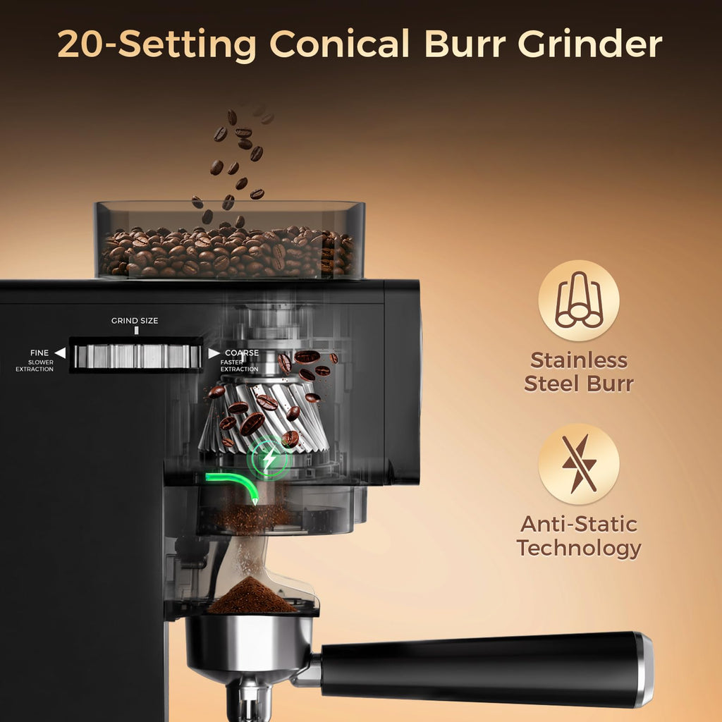 20Bar Espresso Machine with Conical Burr Grinder M1968