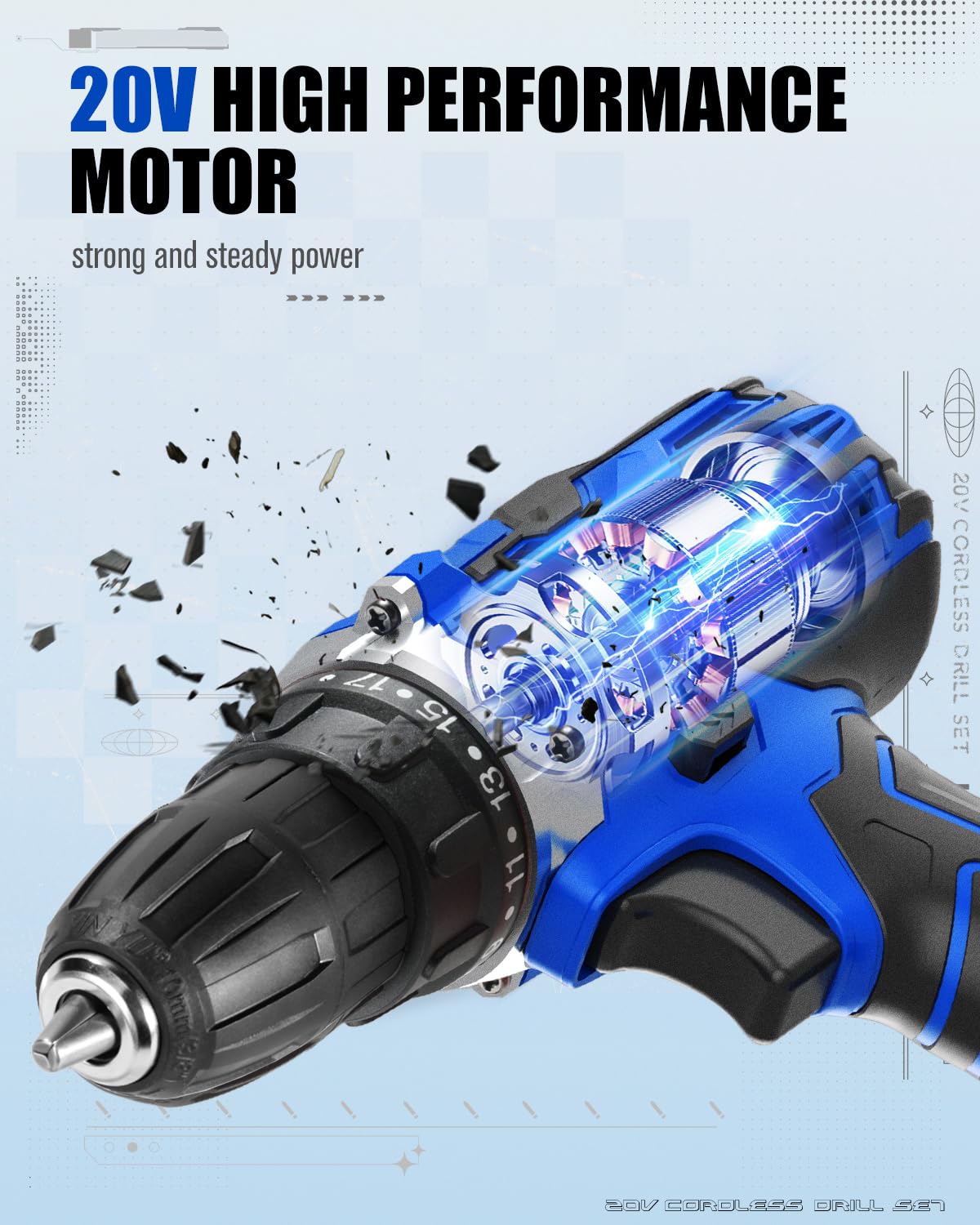 20V Cordless Drill Set with Battery and Charger B850