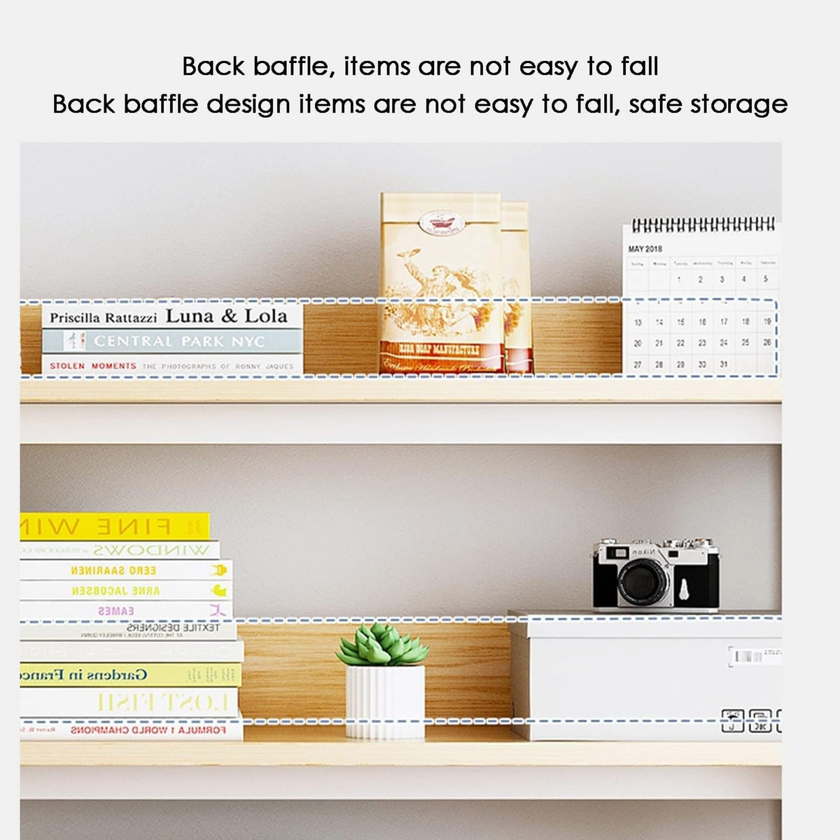 White 2-Tier Wood Desktop Bookshelf V8767