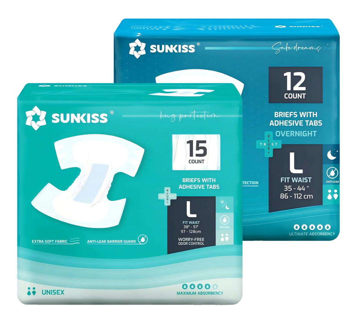 Adult Diapers L 15 Count & Overnight Adult Diapers L 12 Count S969