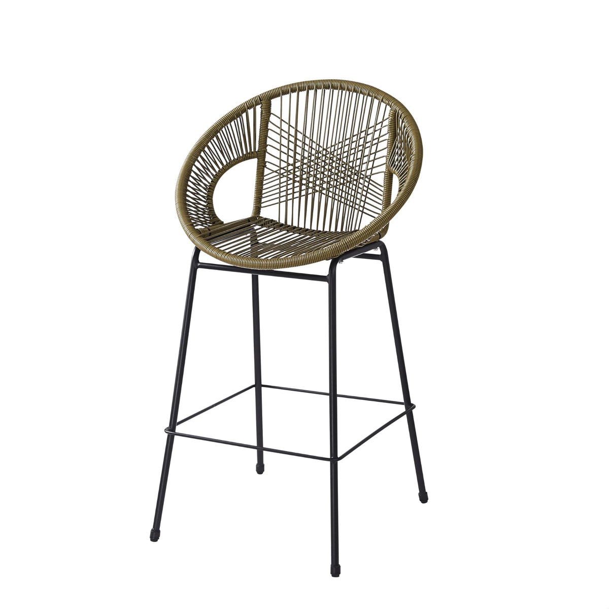 24" Height Metal Legs Faux Wicker Barstool Set of 2 X8765