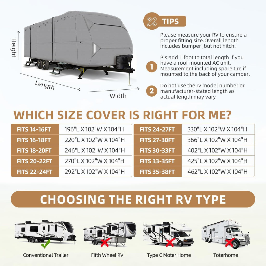 14-16 ft Travel Trailer RV Cover O590284