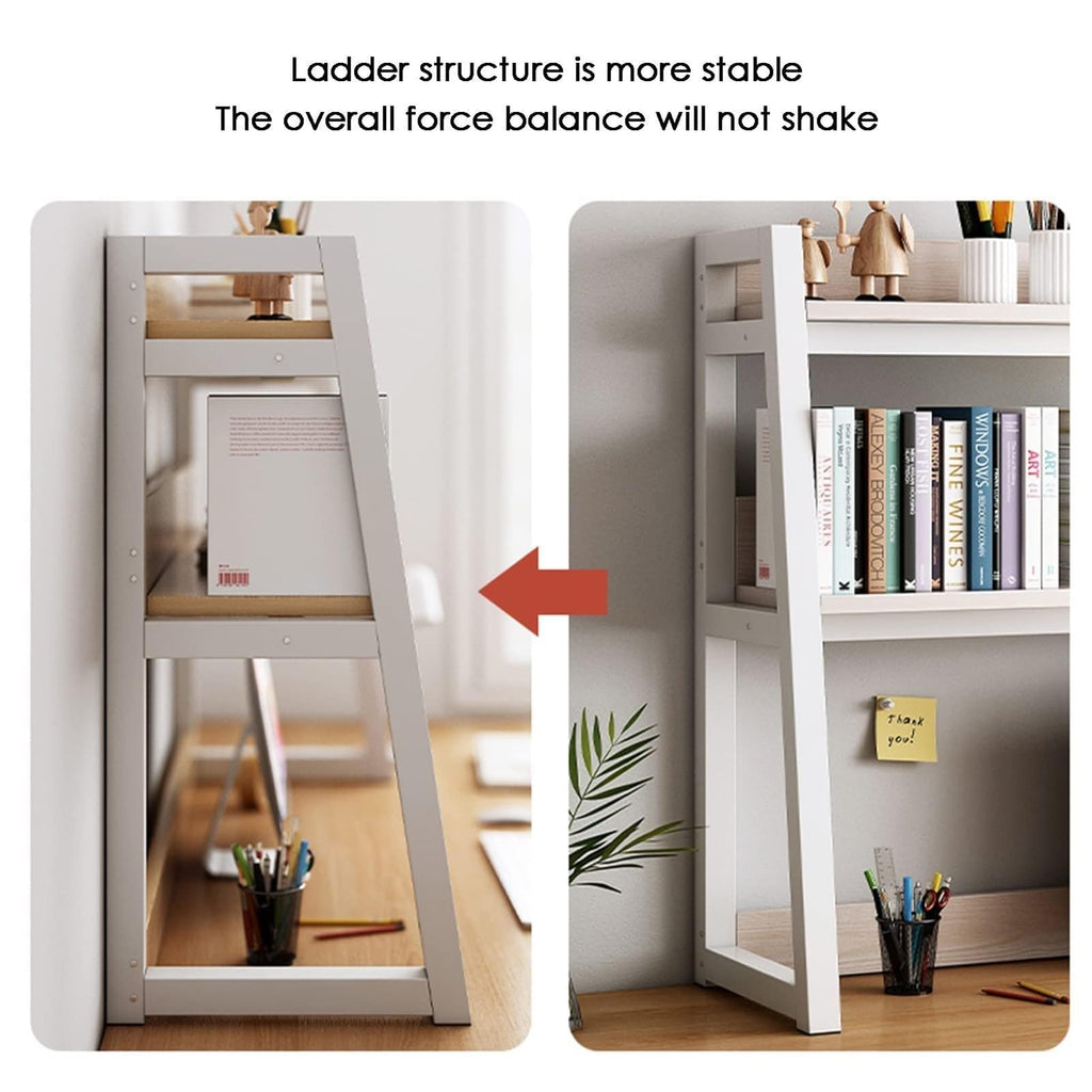 White 2-Tier Wood Desktop Bookshelf V8767
