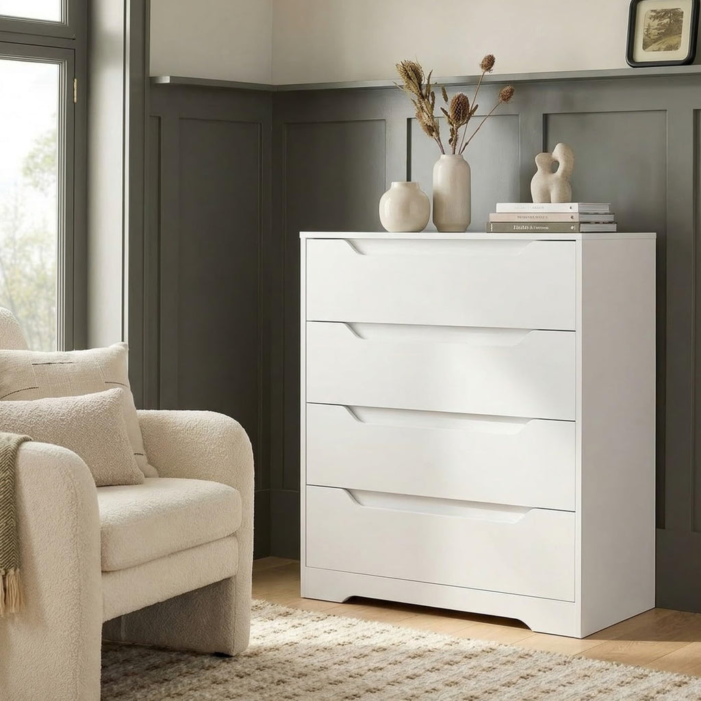 White 4 Drawer Wood Dresser A330