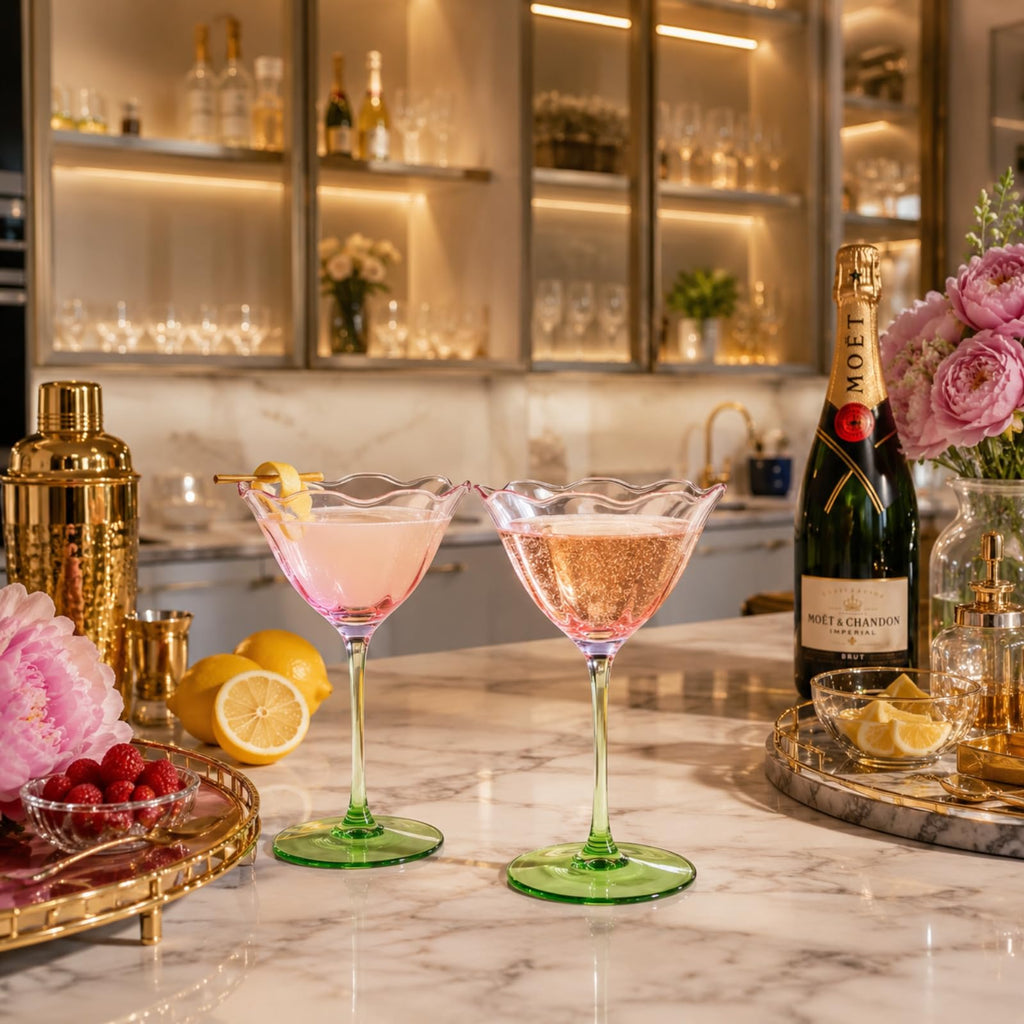 Pink Tulip Flower Cocktail Glasses 2 Set N55824