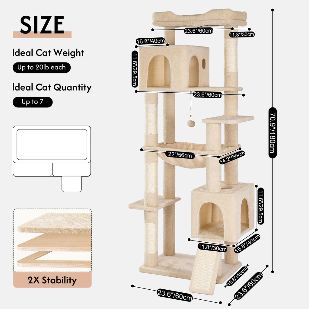 Beige Cat Tree with Hammock and Bed K519263