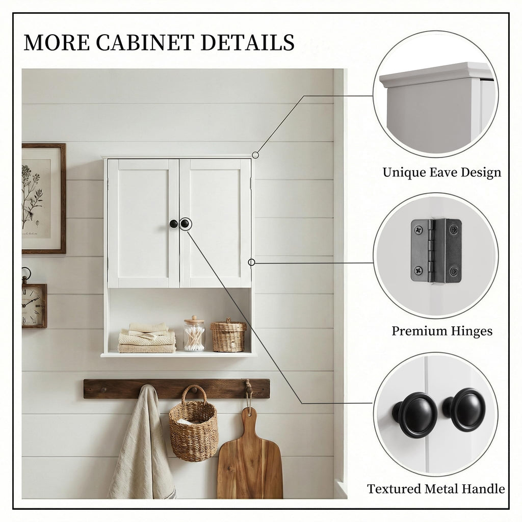 White 30" x 24" Wall Mounted Bathroom Cabinet with Adjustable Shelves Z590662