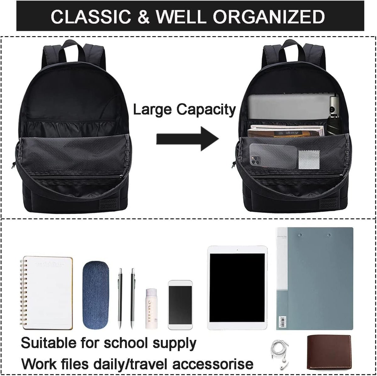 Black Laptop Backpack C44125