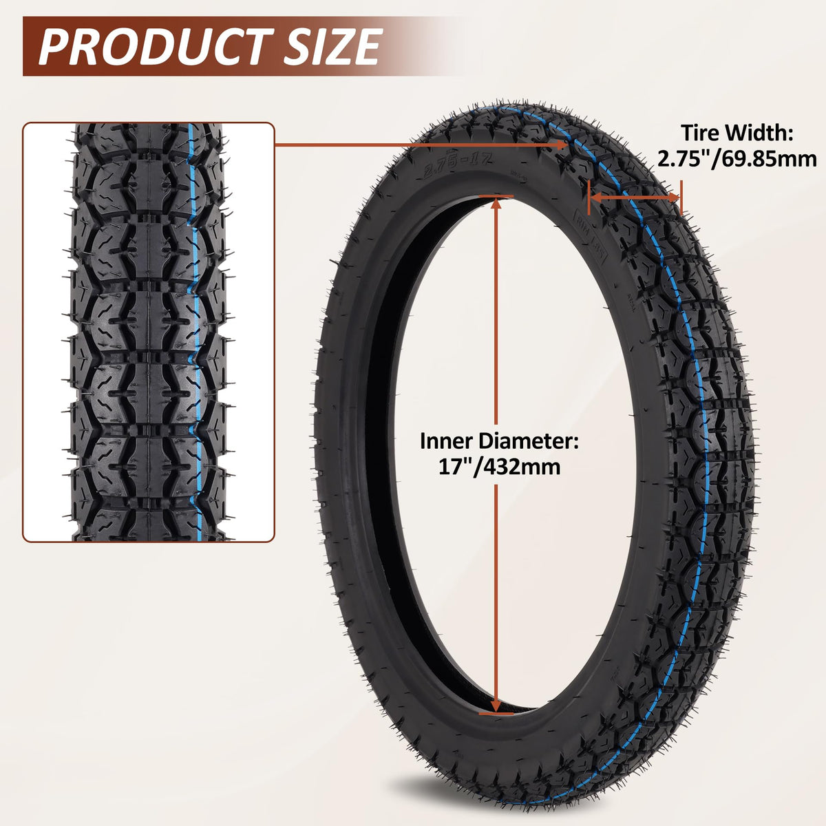 70/100-17 Tire and Inner Tube Set K5135