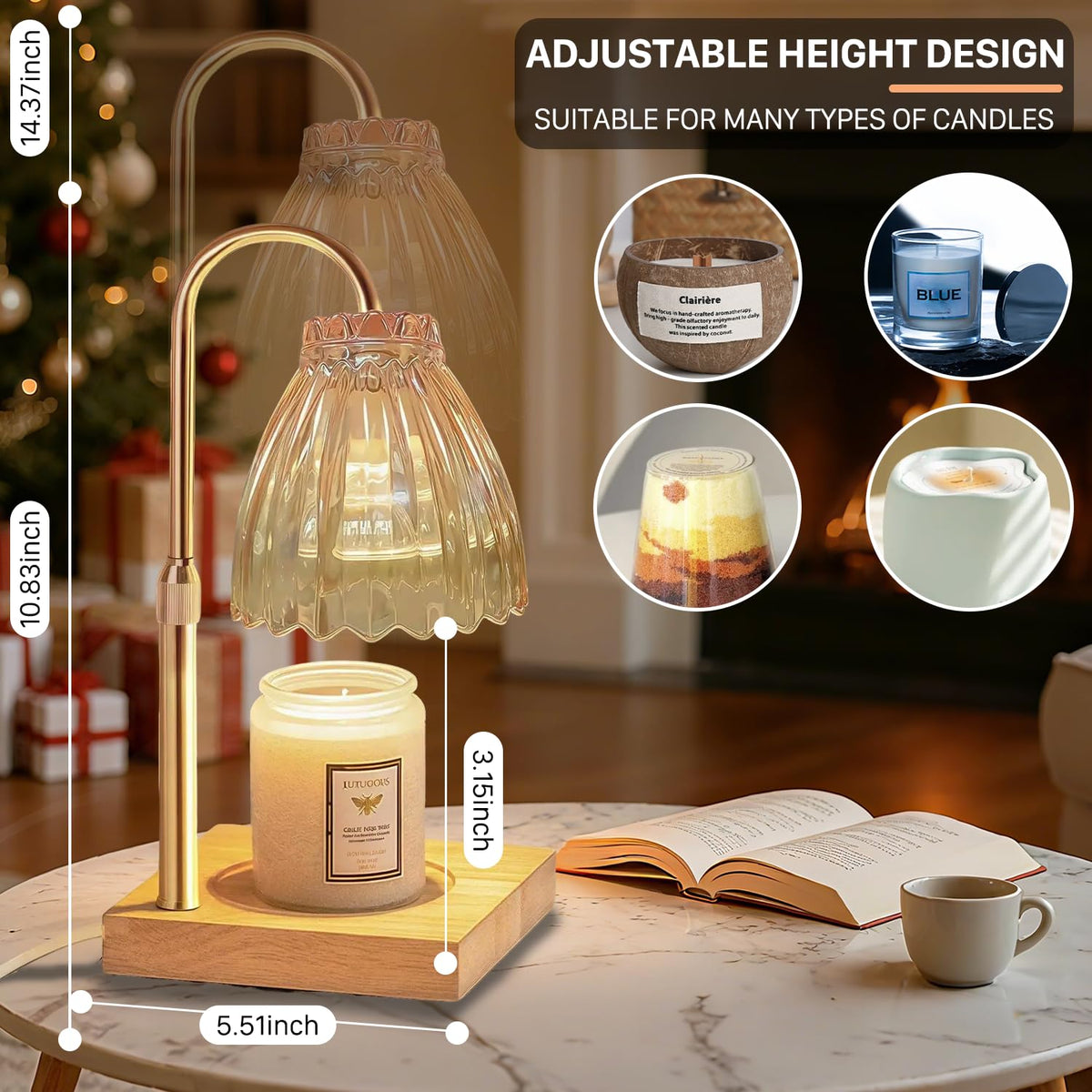 Dual Bulbs Dimmable Adjustable Height Candle Warmer A503