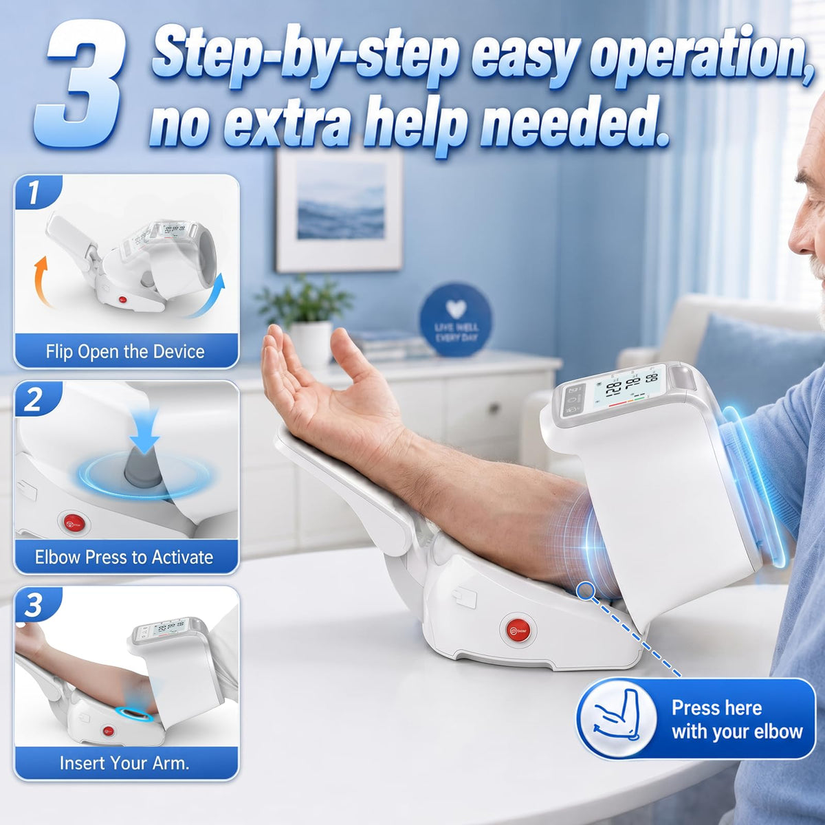 Upper Arm Blood Pressure Monitor with 7.1"-16.5" Cuff T465