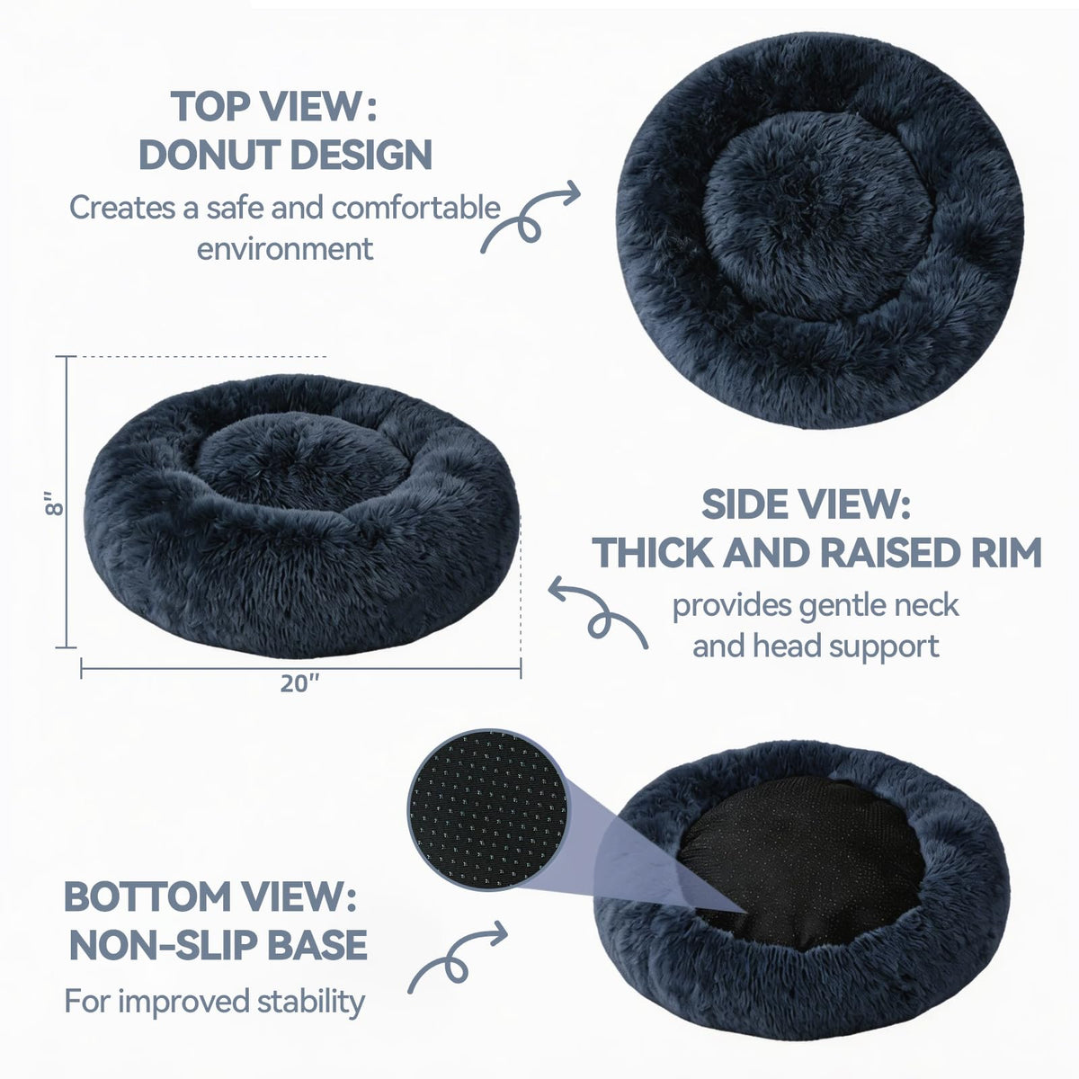 Washable 20" Donut Cat Bed Y2764