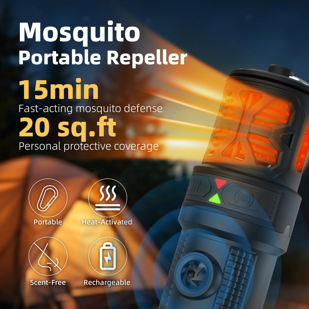 Portable Ultrasonic Mosquito Repeller with Carabiner Hook (6 Refills) Z50012