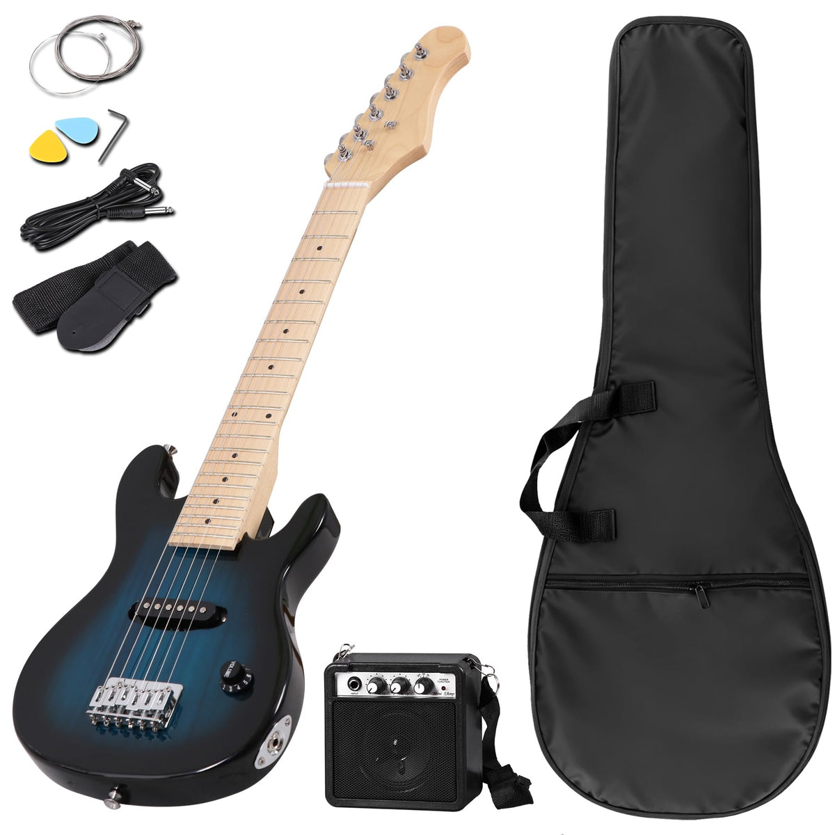 30" Blue Electric Guitar Beginner Kit with Amp and Bag H8946